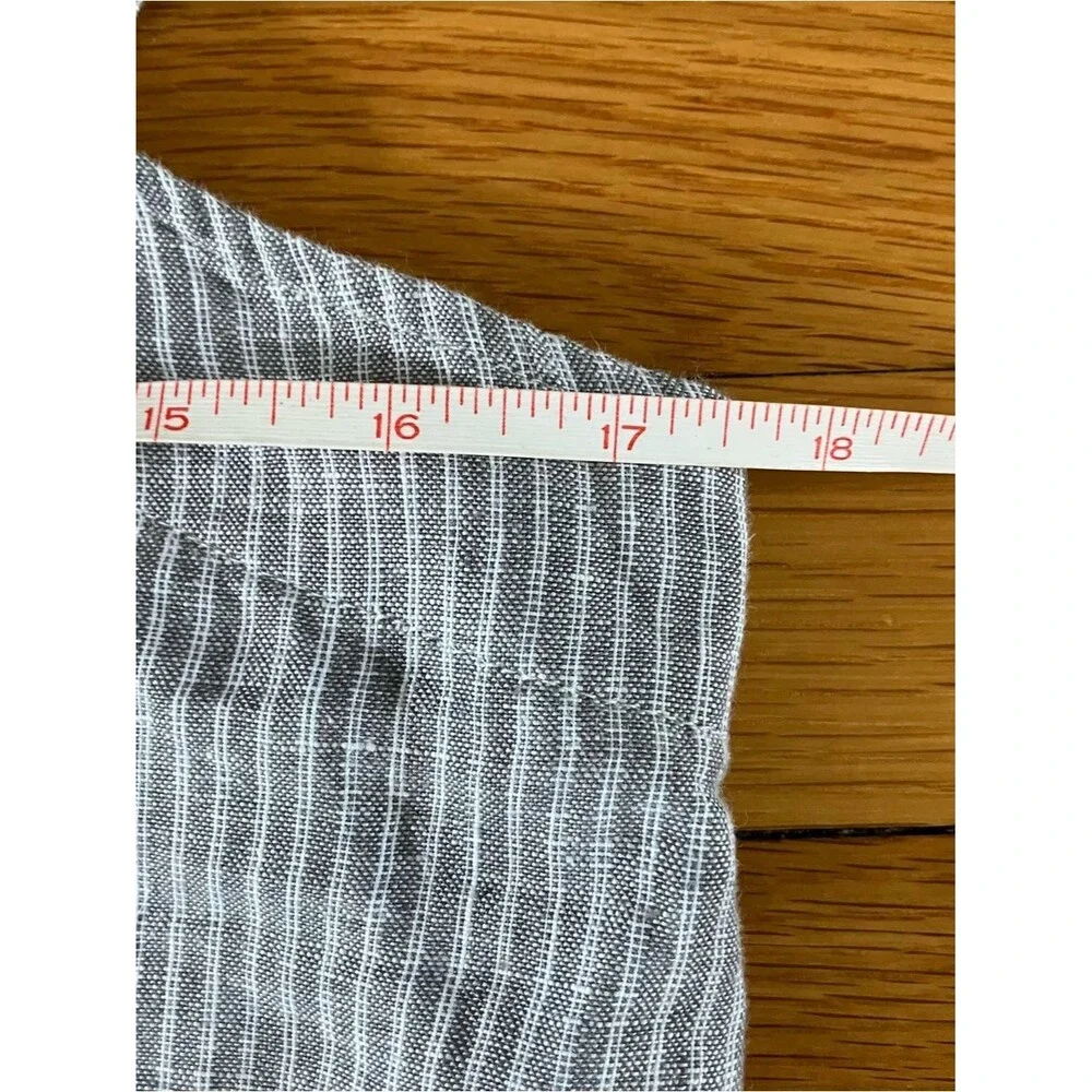 Everlane Grey Linen Pinstripe Wide Leg Crop One Piece Jumpsuit Romper 4
